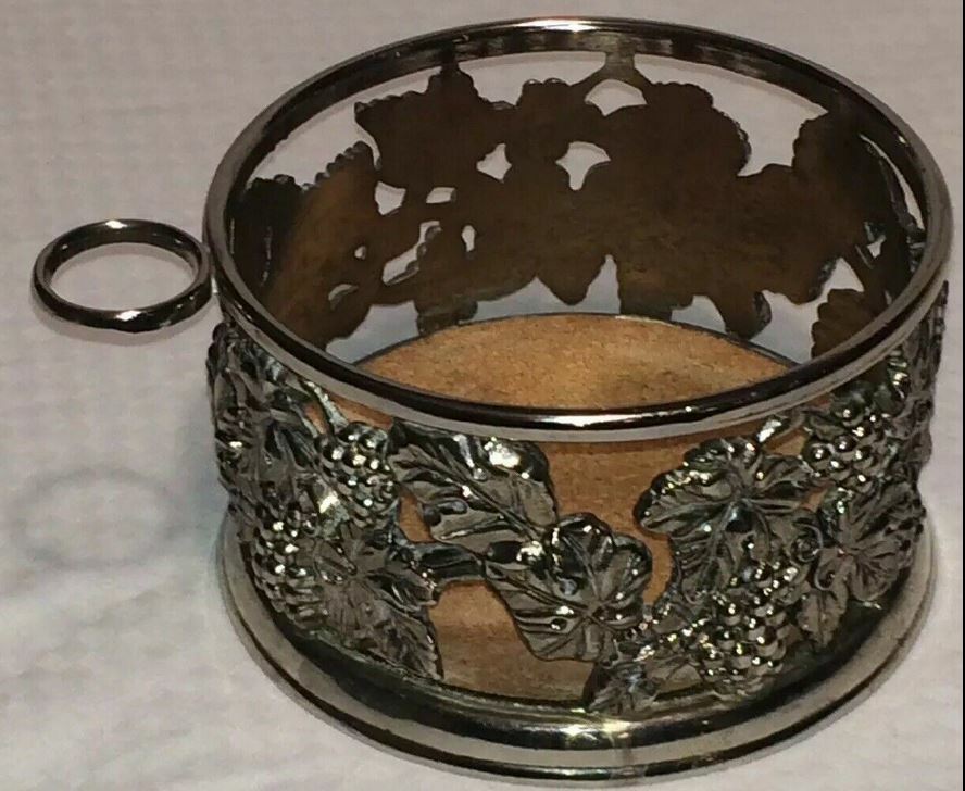 Set of 6 Silver Plate Mixed Napkin Rings,  Wine Coaster,  Spoon & Plate