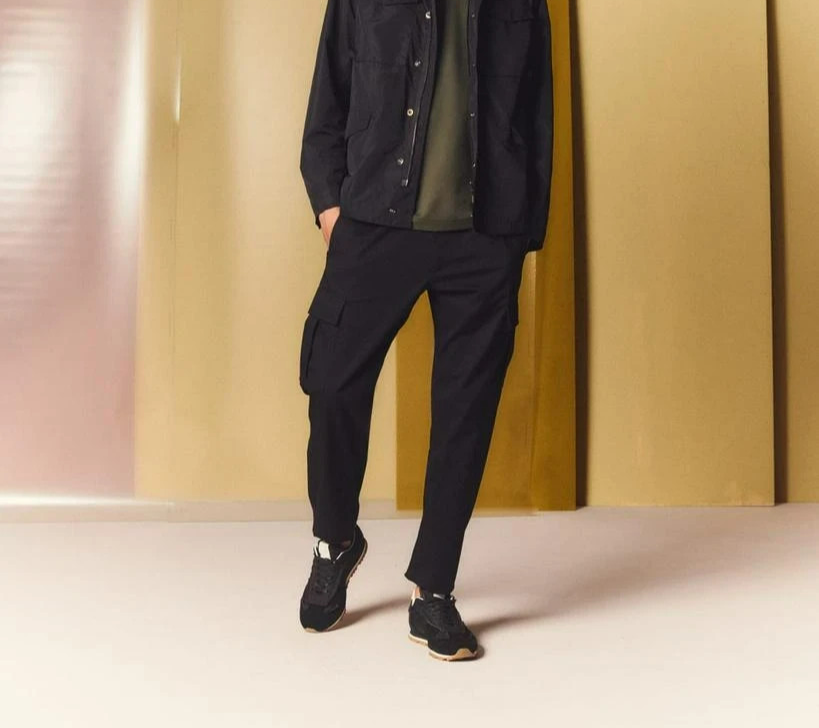 Theory Straight Twill Cargo Pants Men's 30 Black Side Pockets Button Zip Closure - Picture 1 of 17