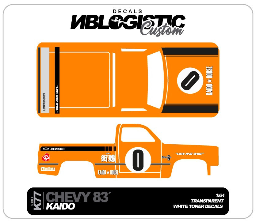 83 CHEVY SILVERADO Custom WaterSlide Decal forhot wheels 1