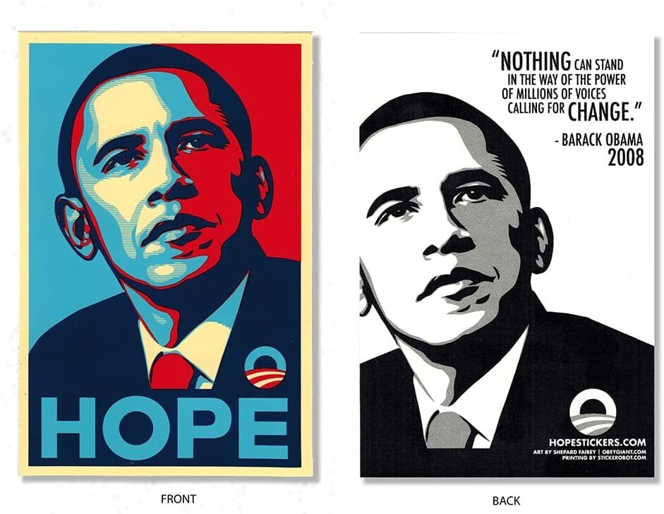 Authentic 2008 Barack Obama HOPE Sticker 6”x4” by Shepard