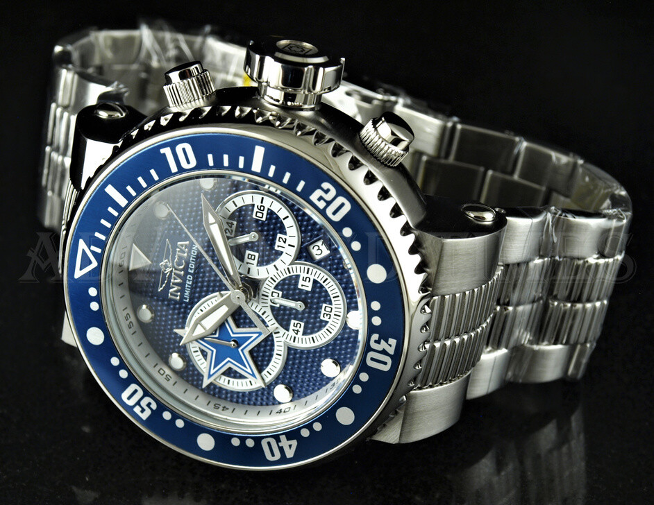 Invicta NFL AUTHORIZED 52mm GRAND Pro Diver Chronograph DALLAS COWBOYS Watch NEW