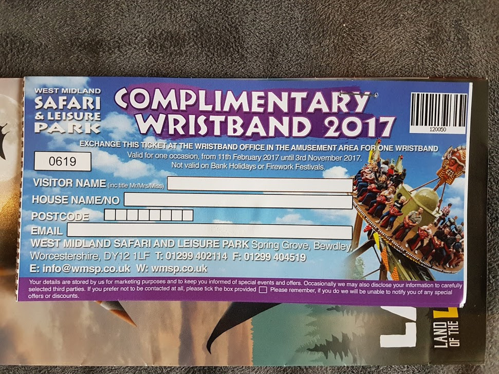 West Midland Safari Park 2 x Adult & 3 x Child Wristbands ...