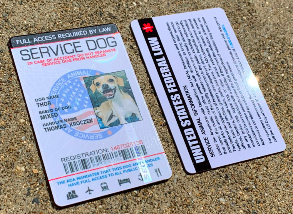 Service Dog Id Card Customized Holographic ESA  - USA FLAG SEAL - Vertical