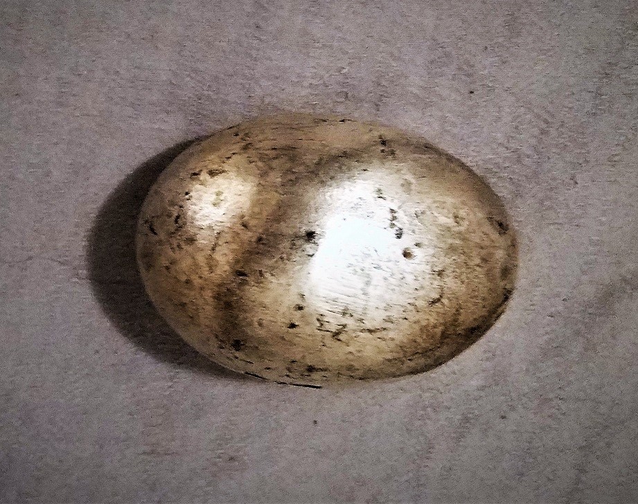 Antique Chinese Qian Long Mark Solid Silver Egg Shaped Ingot