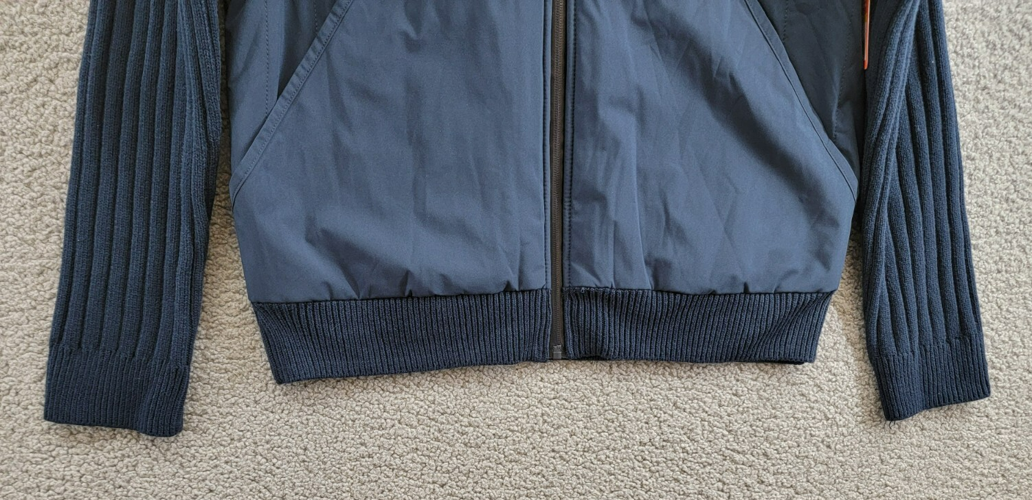 BASS OUTDOOR Mixed Media Zip-Front Hooded Sweater Jacket Men's M Navy Blaze L/S - Picture 4 of 17