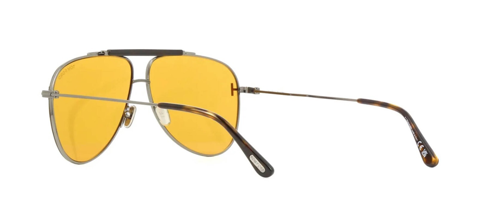 Pre-owned Tom Ford Brady Ft 1018 Shiny Ruthenium/brown (08e) Sunglasses