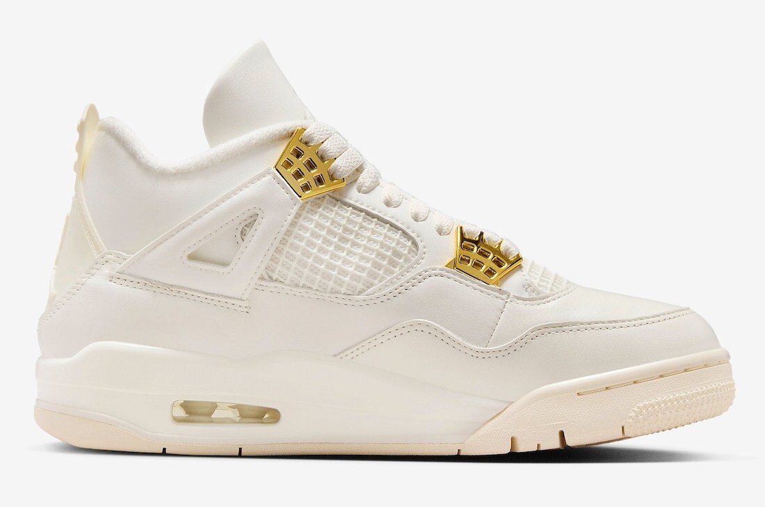 Pre-owned Jordan Air  4 Retro Sail-metallic Gold Women's Sneakers Size 8.5 Us Aq9129-170 In White