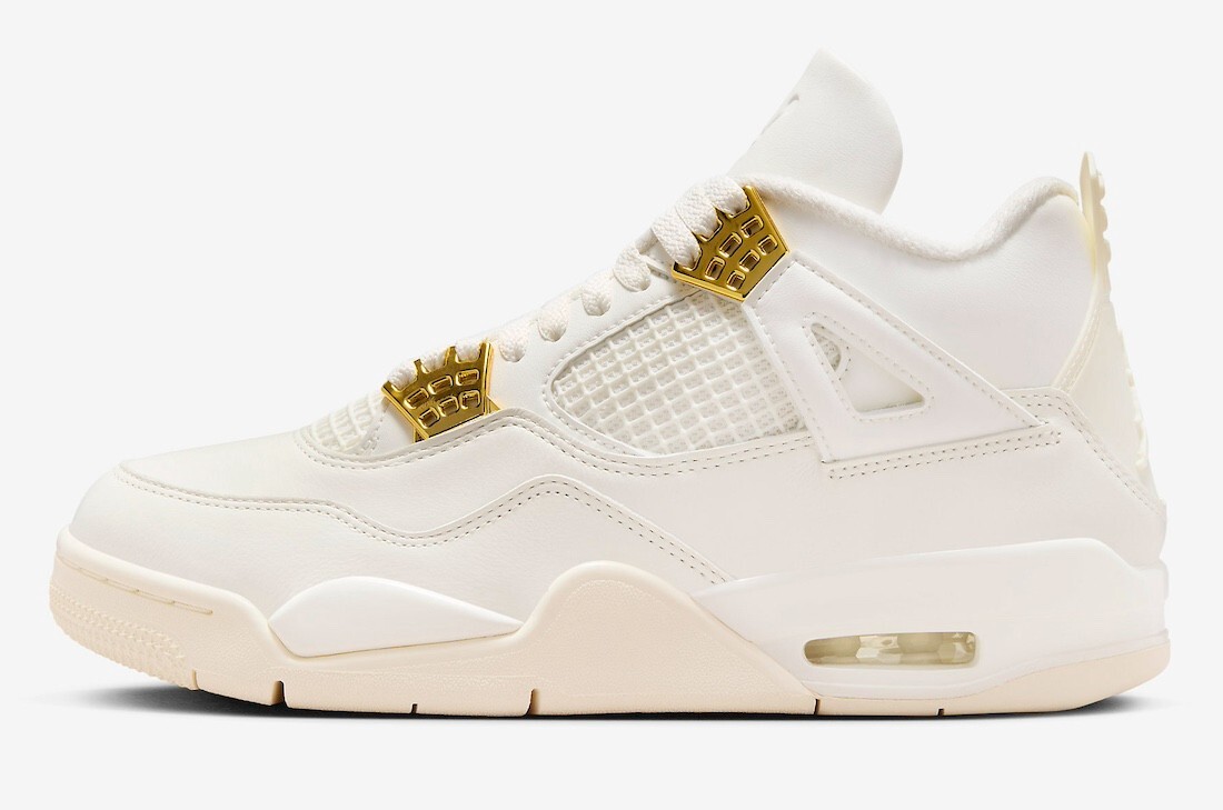Pre-owned Jordan Air  4 Retro Sail-metallic Gold Women's Sneakers Size 8.5 Us Aq9129-170 In White
