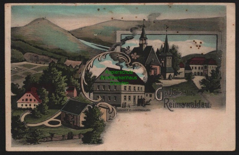 147914 Ak Reimswaldau Rybnica Lesna 1907 Gasthof Zum Hornschloss Kirche