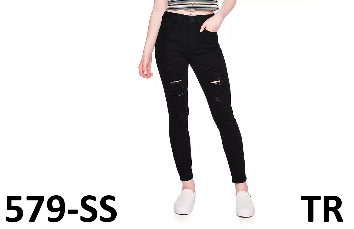 Juniors' SO® Vintage High Rise Ankle Skinny Jeans, Black Destructed, 0/24W