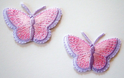 Wrights Pink/Orchid/White 1'' x 1 1/2'' Butterfly Iron-On Applique Pair wp-4