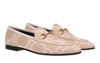 

НОВЫЕ КОЖАНЫЕ ЛОФЕРЫ GUCCI РОЗОВО-БЕЖЕВЫЕ JORDAAN JUMBO CANVAS 37/US 7, Pink/beige