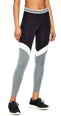 AURIQUE Women's Sports Leggings BAL001 Medium Black/White/Grey 9B