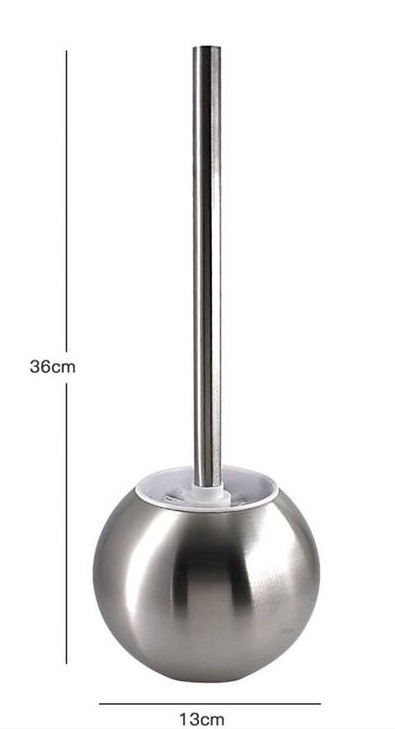 Scopino Da Bagno Con Setole In Plastica Bianca E Portascopino Sfera Metallo dfh