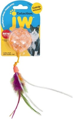 Cat, JW Pet Cataction Catnip Infused Lattice Ball Cat Toy With Tail (1 count)