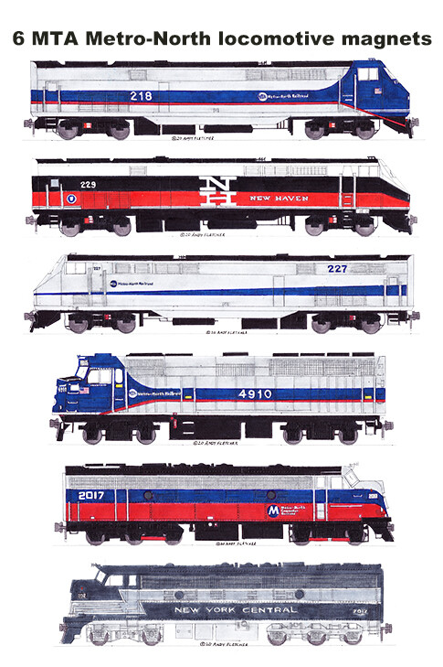 MTA Metro-North Commuter Railroad Locomotives 6 magnets Andy