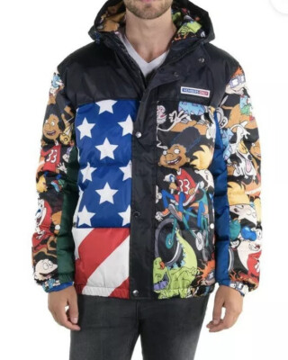   Nickelodeon Rugrats   Members Only Americanan Cartoon Puffer Jacket W Hood XL