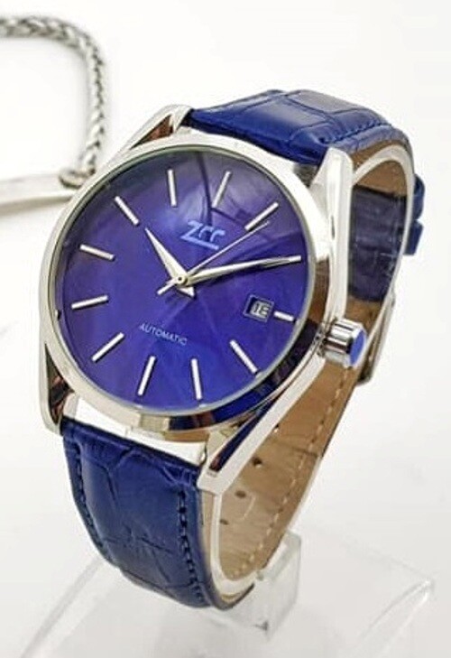 Orologio Polso Zcc G5030 Uomo Analogico Automatico Data Elegante Moda Blu lac