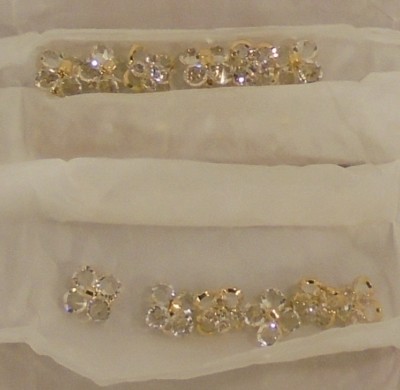 4 Multi Layer Gold Rhinestone Czech Shank Button 3-D Flower Design 3/4" #517