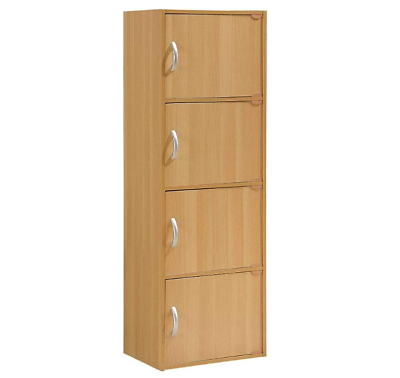 HODEDAH IMPORT Bookcase Wood Beech Space Saving Storage Solution Open Box