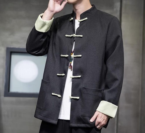 Men's Fashion Stand Collar Long Sleeve PANKOU Loose Jacket