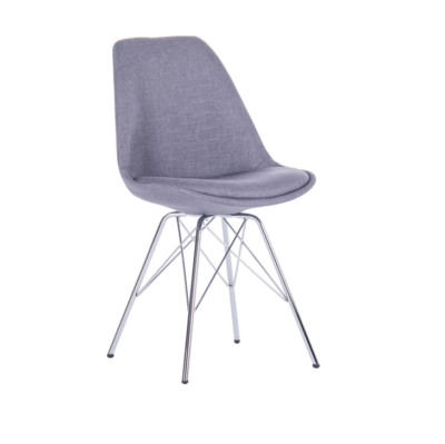 2 x Grey Upholstered Fabric Dining Office Chair eiffel Chrome