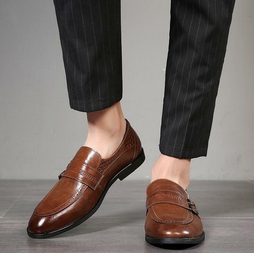 Formal Svhuhe Loafers Herren Kunstleder Slip on Runde Zehen Business Fahren