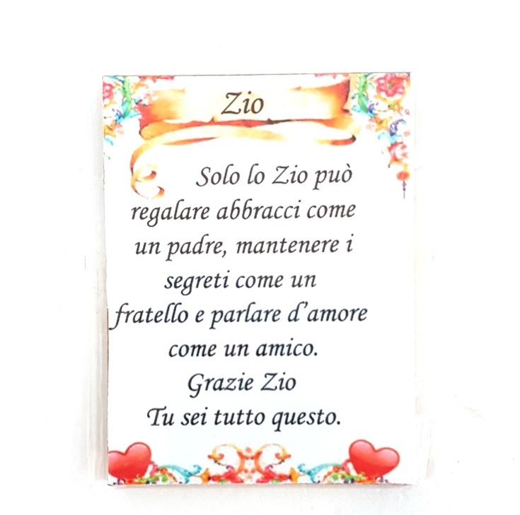 Calamita Magnete Magnetino Rettangolare Idea Regalo Frasi Dedica Zio moc