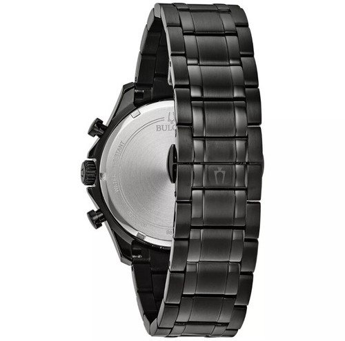 Pre-owned Bulova Men's Quartz Chronograph Diamond Accent Black Watch 46mm 98e118