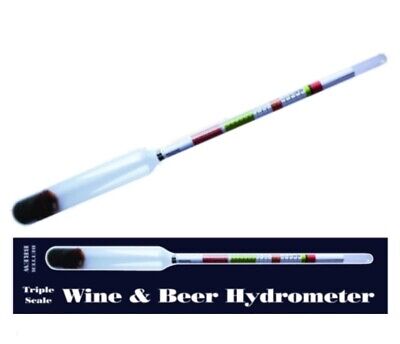 Wine and Beer Hydrometer Alcohol Content Home Brew Triple Scale Better Brew FAST