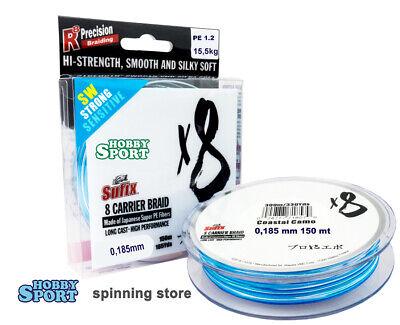 SUFIX X8 DIAM. 0,185 MM CAMO BLUE 150 MT FILO TRECCIATO 8 CARRIER BRAID SPINNING