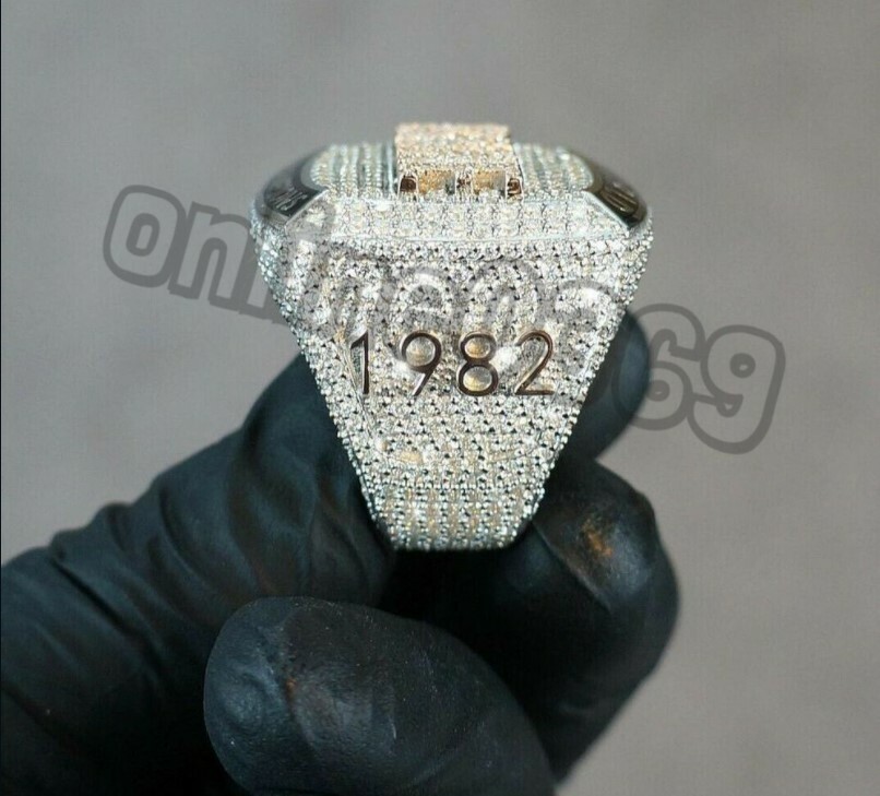 Pre-owned Online0369 3.43ct Vvs Natural Moissanite D/vvs1 Men's Custom Name Ring 925 Sterling Silver In White