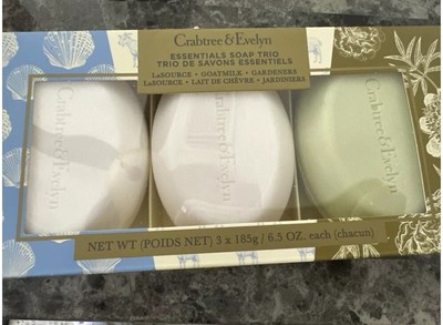 CRABTREE & EVELYN LA SOURCE, GOATMILK, GARDENERS Essentials Soap Trio 3 x 6.5oz.