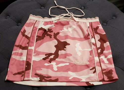 Vintage Von Dutch Pink, White & Brown Camouflage Skirt