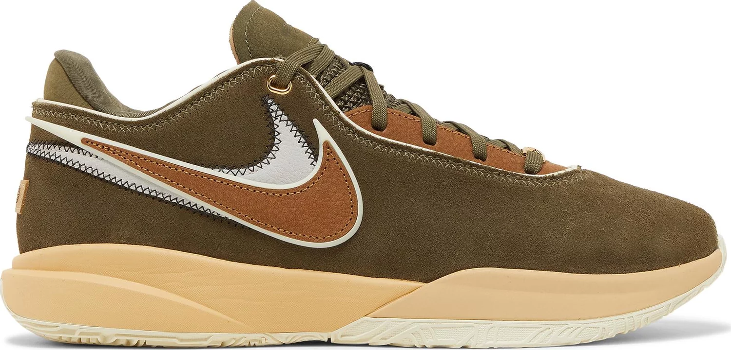

Мужские кроссовки Nike LeBron XX 20 Olive Green Brown White Multicolor DV1193-901 8.5, Зеленый, Nike LeBron XX