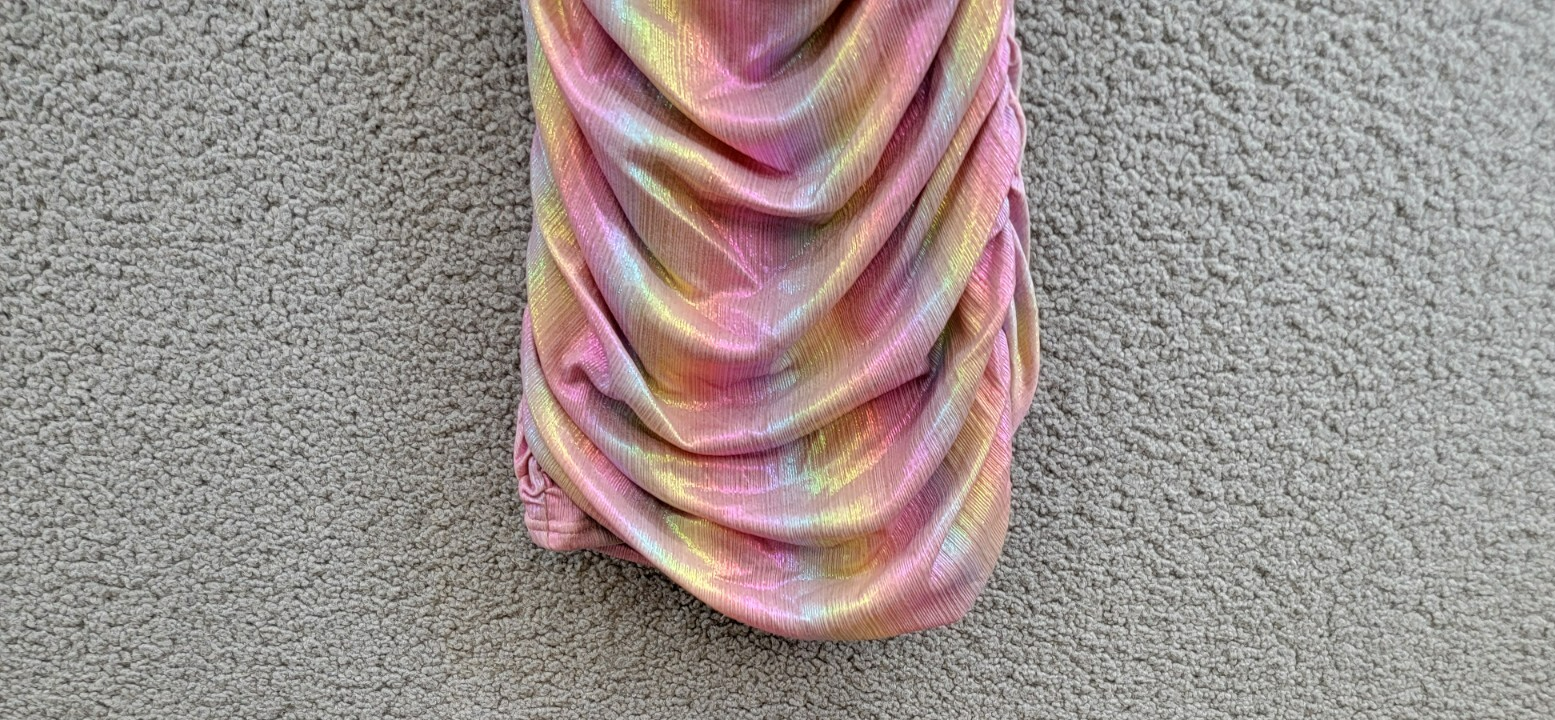 With Jules Ruched Square-Neck Mesh Dress Big Girl XL Multi Short Sleeve Pullover - Picture 4 of 16