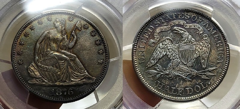1876 Seated Liberty Half Dollar 50c PCGS AU 58