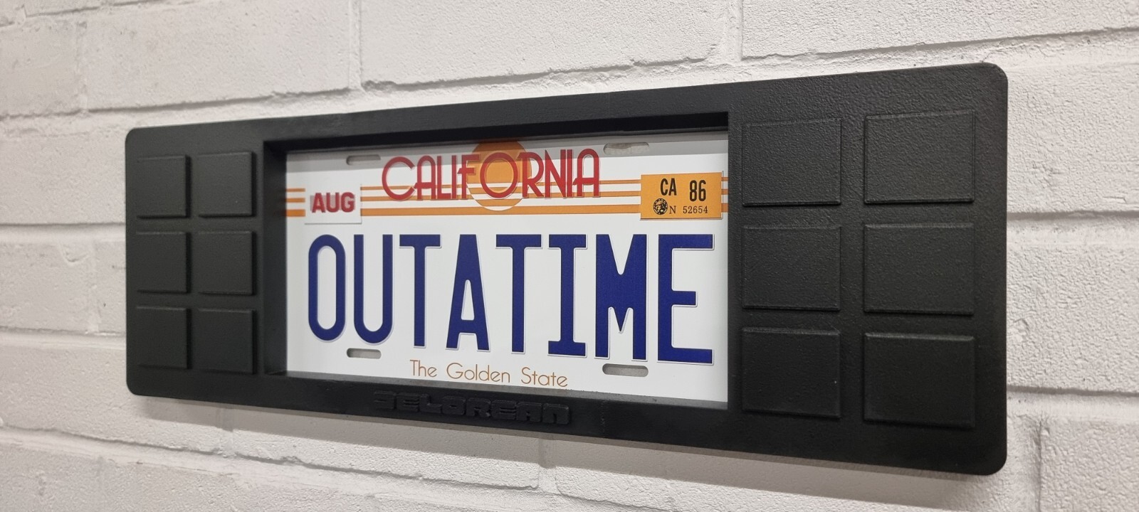 DMC Delorean License Plate Bezel with Back to the Future License Plate Included