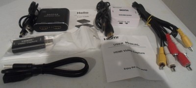 HDMI Splitter + Video Capture Card + Mini AV Converter Lot NEW + Accessories 