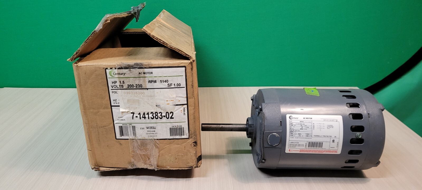 Century A.O.Smith AC MOTOR 1.5HP 200-230V, Rpm 1140, L56z 7