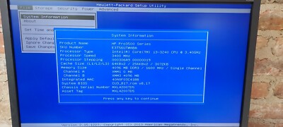 Motherboard from HP Pro 3500 series Intel Core i3-3240 @  3.40 GHz + 4 GB RAM