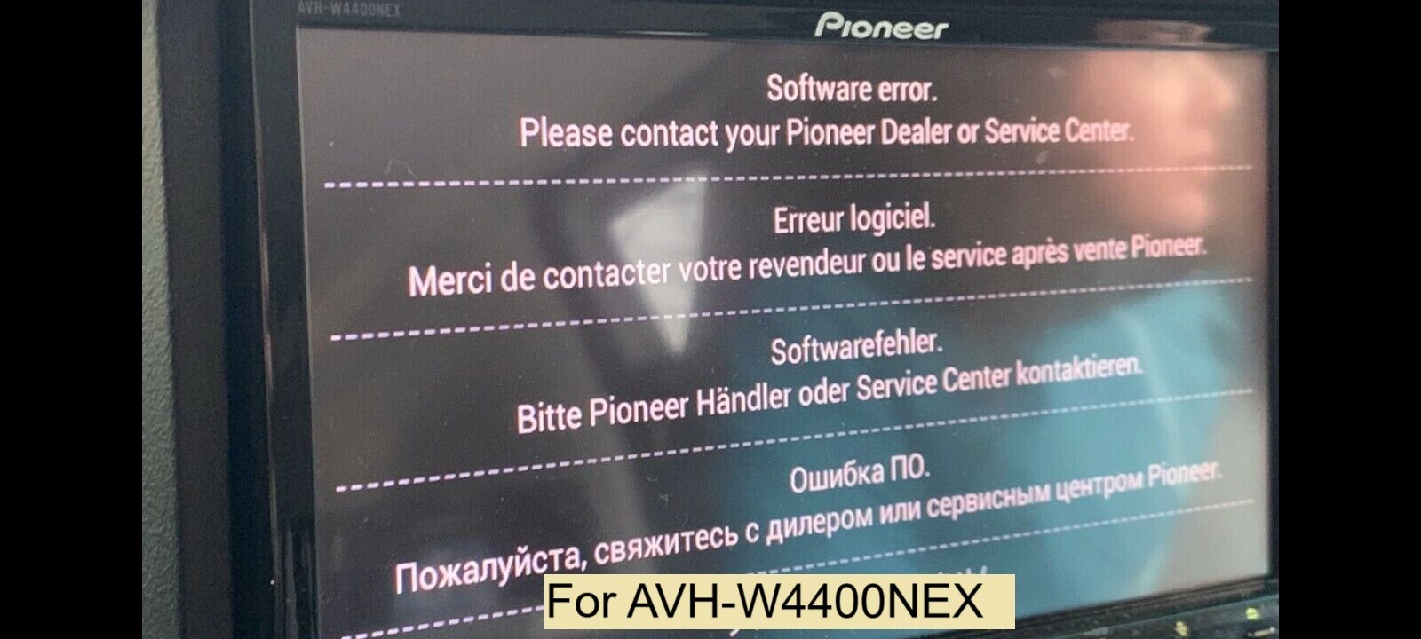 Pioneer AVH-W4400NEX SD card Boot loop software error fix | eBay
