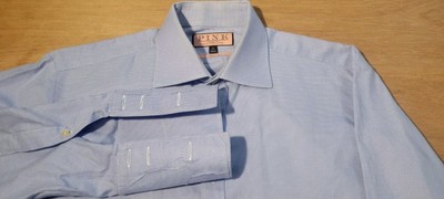 Thomas Pink Size 16 Slim Fit French Cuff Dress Shirt Long Sleeve Links Required