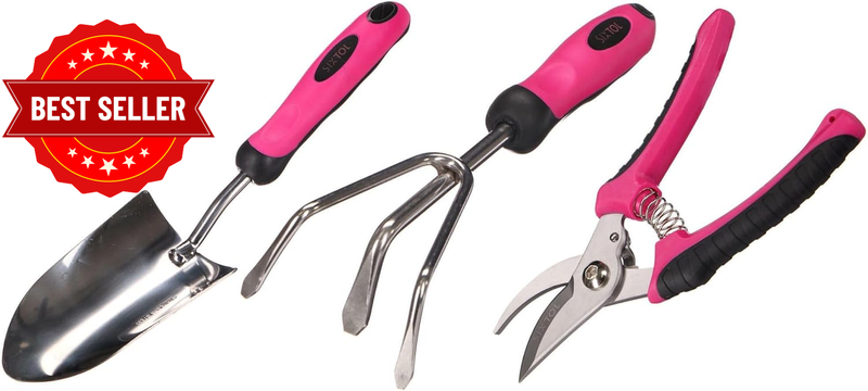 Garden Pink 3 Garden Tool Set | 3 Pieces Garden Accessories Made of Stainless St
