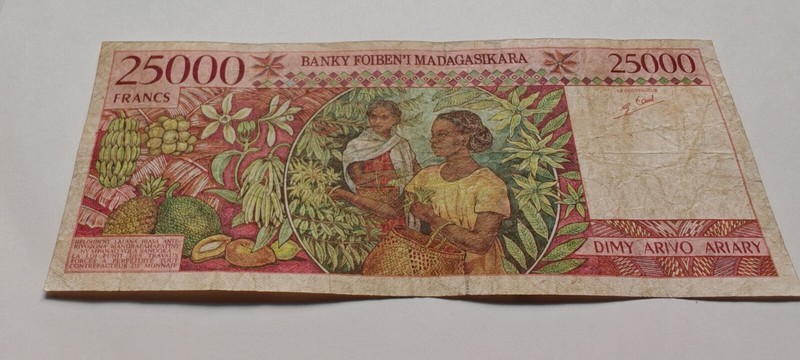 Billet 25000 Euros Madagascar Bon Ã©Tat