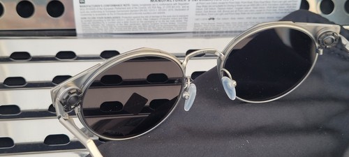 Pre-owned Oakley Deadbolt Titanium 6046-0150 Sunglasses Satin Chrome W/ Prizm Black