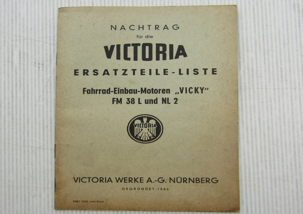 Victoria Vicky FM38L und NL2 Fahrrad Einbau Motoren Nachtrag zur Ersatzteilliste