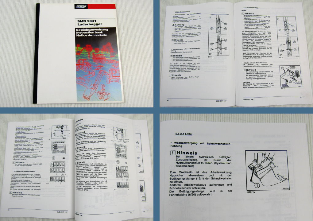 Schaeff SMB2041 Laderbagger Betriebsanleitung Bedienungsanleitung 01/1996