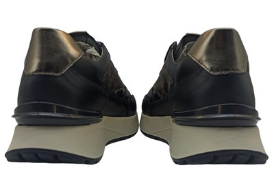 Pre-owned Nerogiardini Women's Shoes Nero Giardini I411545d Sneakers Low Platform Casual Leather Italy In Black