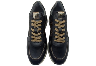 Pre-owned Nerogiardini Women's Shoes Nero Giardini I411545d Sneakers Low Platform Casual Leather Italy In Black